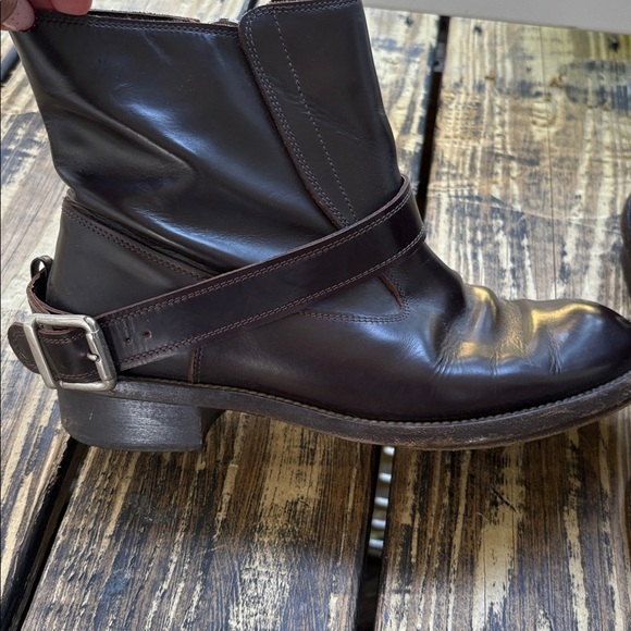 Vintage Chloe Dark Brown Leather Motorcycle Ankle Boots - Picture 5 of 12